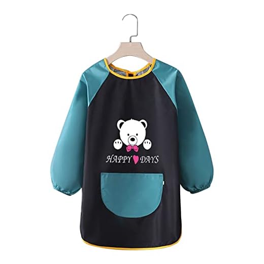 Delantal de pintura para niños, paño de pintura superior de fibra de poliéster para niños pequeños, delantal de manga larga para niños para cocinar hornear, asar a la parrilla, bolsillo grande para al