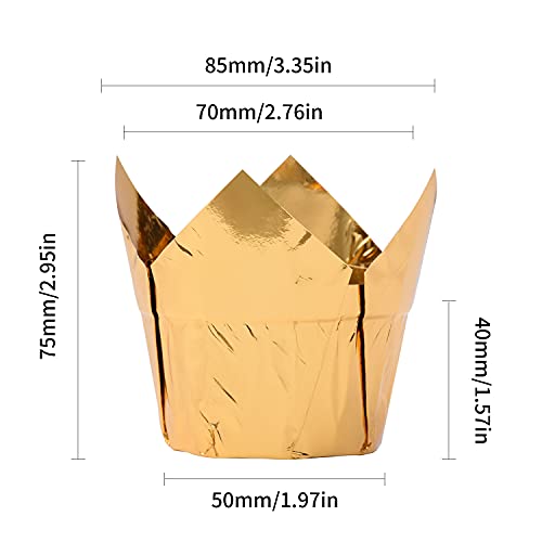 Party Hippo Gold Tulip Cupcake Liners Baking Paper Cups Holders Greaseproof Muffin Cases Wrappers For Wedding Birthday Party Baby Shower (Gold) #TOP4