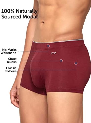 XYXX Men's Uno Micromodal Regular Fit Solid Antimicrobial Trunks with No Marks Waistband (Pack of 2)