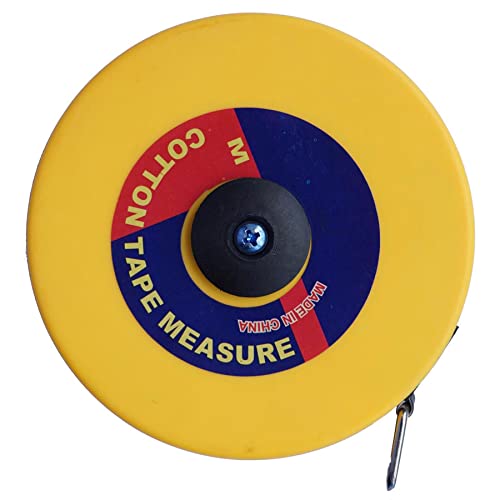 Dapetz® 10M Surveyors Tape Measure Fiberglass Metric Imperial Durable Steel Case Vinyl Coating Closed Reel Fiber Tape Metal End Hooks & Claw