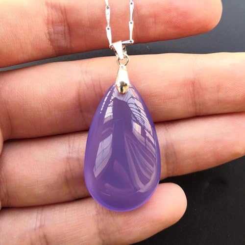 Collier pendentif jade violet calcédoine agate et argent S925 - 3