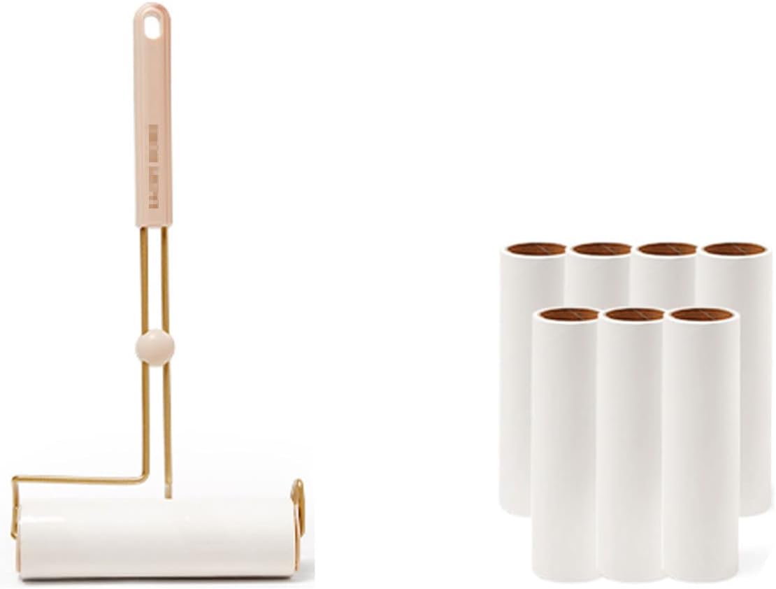 Lint Rollers for Pet Hair Remover Extra Sticky Mega Value Set 420 Sheets Pink Metal Pet Lint Removal Roller for Clothes Rodillo quitapelusas Fur Removal Tool(Size:1 Handle+7 Refills)