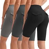 HiBwoBwo 3 Pack Women Biker Shorts with Pockets High Waisted Yoga Shorts