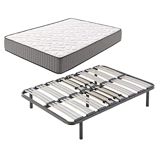 HOGAR24 ES Viscofarma 3D Colchón viscoelástico + Somier multiláminas con Patas y reguladores lumbares, 135 x 190 cm
