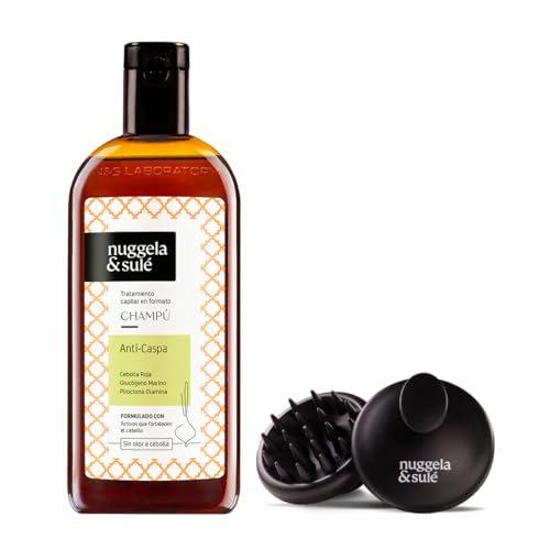 Nuggela & Sulé Pack Champú Antica_Caspa y Restaura Piel del Cuero Cabelludo 1 x 250ml + 1 Massager Brush Negro, Cepillo que Revitaliza el Cabello, Proporciona Masaje Terapeútico y Nutrición Capilar