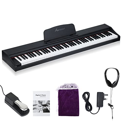 Asmuse Piano numérique à 88 touches avec piano semi-lesté et Bluetooth portable pour la maison, clavier avec MIDI USB et prise casque, convient pour les débutants Noir - Les Beatles, Paul McCartney, John Lennon, RIngo Starr, George Harrison Asmuse Piano numérique à 88 touches avec piano semi-lesté et Bluetooth portable pour la maison, clavier avec MIDI USB et prise casque, convient pour les débutants Noir