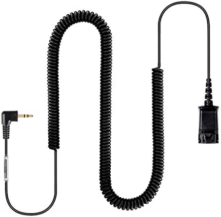 Quick Disconnect QD to 2.5mm Telephone Headset Adapter Cable Coiled Headset to Cisco Linksys SPA Polycom Grandstream Panasonic Zultys & Gigaset Office IP & Many Cordless Dect Phones