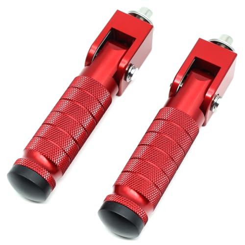 Image of Red Motorcycle Bicycle Folding Foot Pegs 90 Degree Foldable Electric Motorbike Ebike For Super73 S2 /ZX /RX /R /S Passenger Footrests Rearsets Rear Set Footpegs foot Rest Pedals M8 Install Bolts