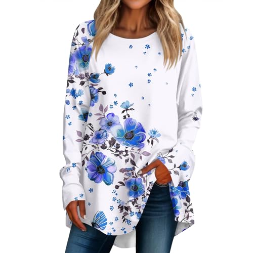 Chemisier Femme Chic Et Élégant Chemisier Femme Ample Et Long T Shirt Femme Longues Manches Tunique Femme Longue Grande Taille 52 Chemisier Ample Femme Automne Tee Shirt Turquoise 3XL