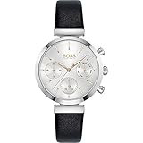 Schwarzes Lederarmband Hugo Boss Damen Analog Quarz Uhr mit Leder Armband 1502528