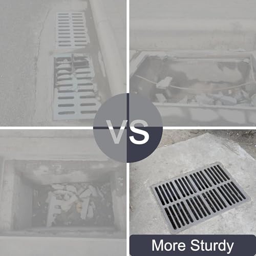 image for MASSLUNT Cast Iron Drain Grate and Frame 12x8 in, B-Class 28100 lbs He