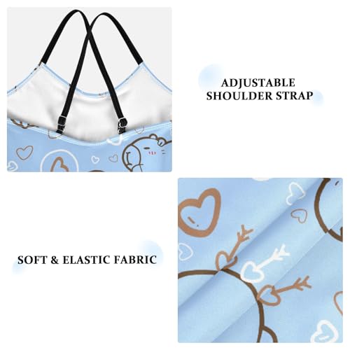 Girls One Piece Swimsuits Cute Capybara with Hearts Blue Cute Swimwear Bathing Suits 3-10T3