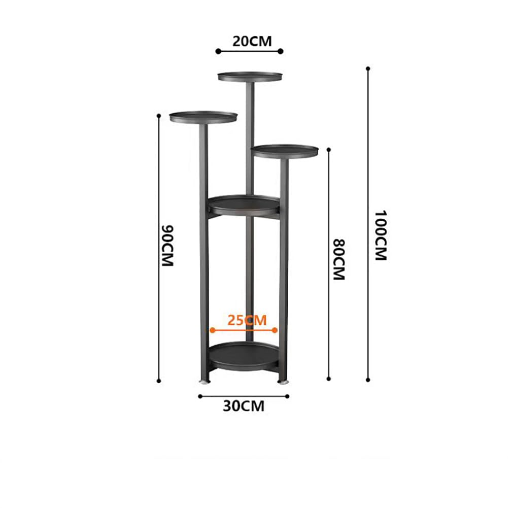 Zstar Support pour plantes en métal à plusieurs étages - Pour coin de la pièce, salon, balcon, terrasse, cour, noir - 100 cm