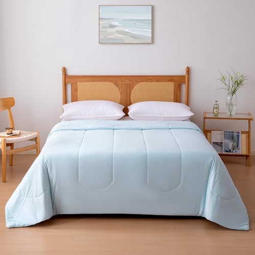 Amazon Basics Cooling Comforter, Temperature Regulating Blanket for Hot Sleepers, Summer & All Season Bedding, Lightweight, 68"x90", Twin, Blue - image 2