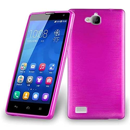 Cadorabo Hülle kompatibel mit Honor 3C Schutzhülle TPU Silikon Hülle Brushed Design Slim Kratzfest Weiche Gummi mit R&umschutz Hülle Hülle für Honor 3C in Pink