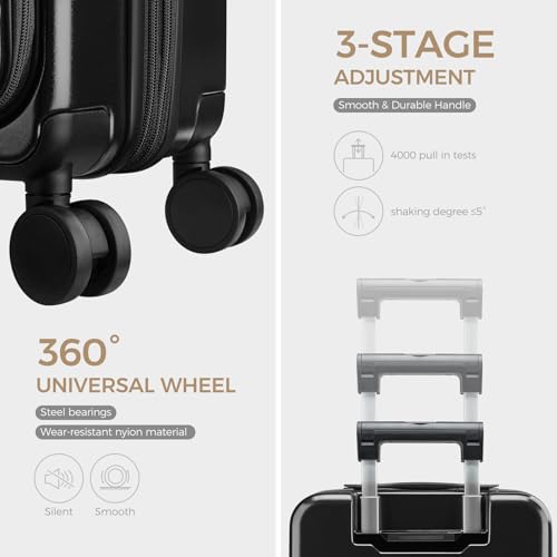 Image of Carry on Luggage Top opening Suitcases, Expandable with Cup Holder and USB Charging Port,Lightweight with Front Pocket Rolling Suitcases with Spinner Wheels