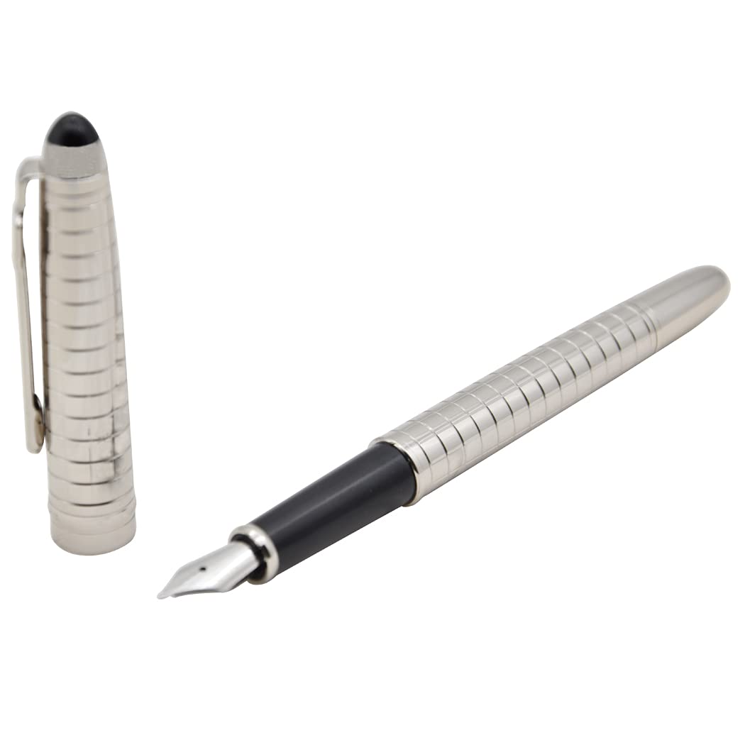 Jinhao 163 Füllfederhalter Silber – Geprägt, Mit Edelstahlfeder, Inkl. Patronen & Konverter