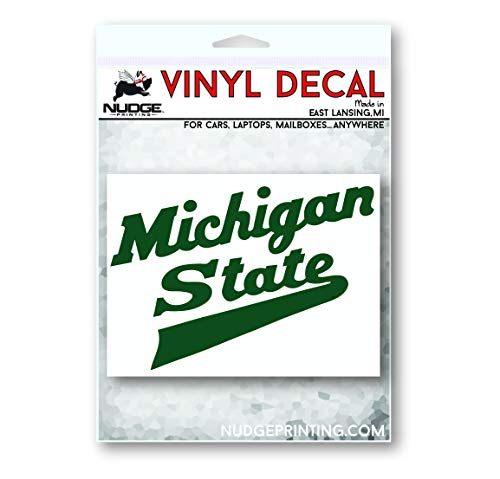 Image of Nudge Printing Michigan State University MSU Spartans Hockey Script Logo Car Window Decal Bumper Sticker