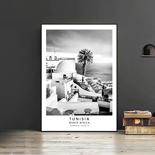 Tunisia Travel Print Black and White Tunisia Wall Print Minimalist Tunisia Wall Art Tunisia North Africa Wall Poster Tunisia Print2