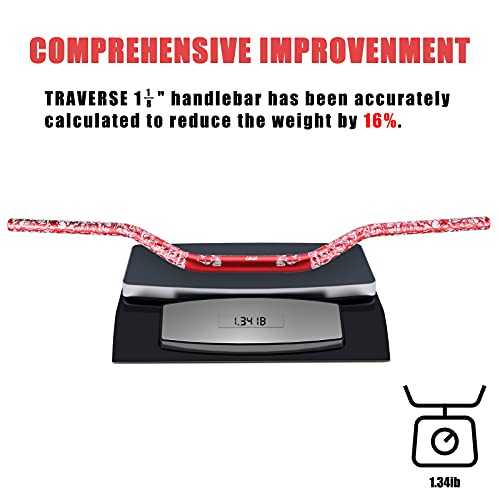 Motoroff 1 1/8 Fat Handlebars With Bar Pad Grips Brackets.fit For Raptor700 Tbr7 Yz85 Cr85 Rm250 Crf250 Yz250 Kx250 Etc.pit Bike Dirt Bike Atv (Red + White) #TOP6