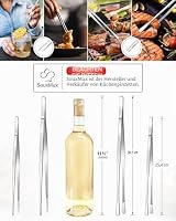 2 Stück 30.5cm-Kochpinzette Zangen Präzision Gezackte Spitzen, Edelstahl Professionelle Kochpinzette Küchenwerkzeuge zum Grillen, Beschichten und Servieren (Silber) – Ansicht 2