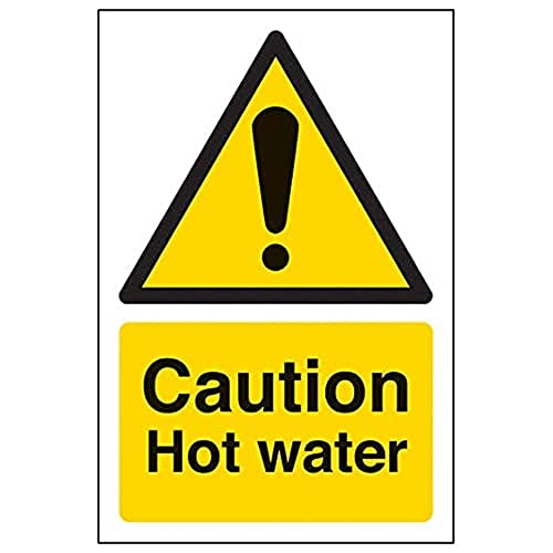 V Safety Eco Friendly Warning Temperature - Caution Hot Water - 150 x 200 mm Safety Sign, Multi, 150x200mm