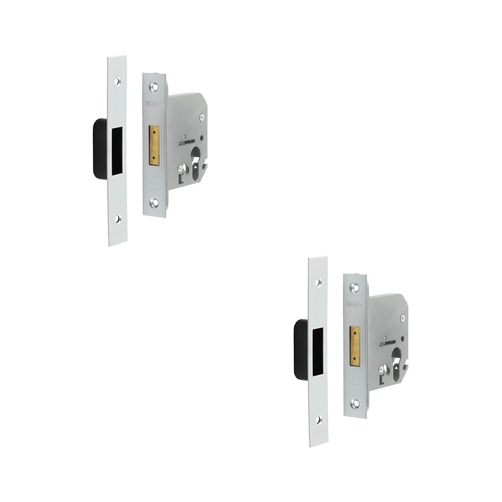 Loops Satin Chrome 2 Pack Premium Euro Profile Deadlocks For Enhanced Security - 76Mm - Lock And Key