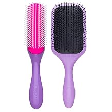 Denman 7 Row Violet Styling Brush & Violet Paddle Paddle Hair Brush Set - Ultimate Detangling, Blow-Drying & Styling Combo for All Hair Types D3, D90L