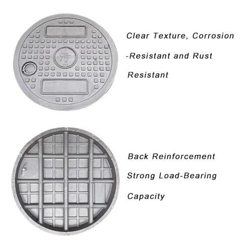 Recessed Resin Manhole Cover with Frame and Handles, Non-Slip Septic Tank Cover for Courtyard, Septic Tank Risers and Lids, Basement or Pavement Use,(40 cm/16 in)