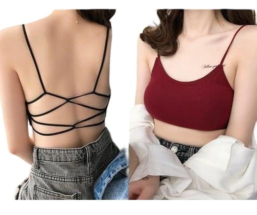 Seamless Criss Cross Strap Bandeau Tube Bra Stretch Fit Soft Padded Inner Daily Comfort Essential Top Pack of 2-picture-22