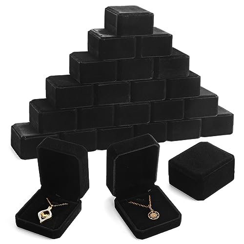 Sureio 24 Pcs Black Velvet Jewelry Gift Boxes Bulk
