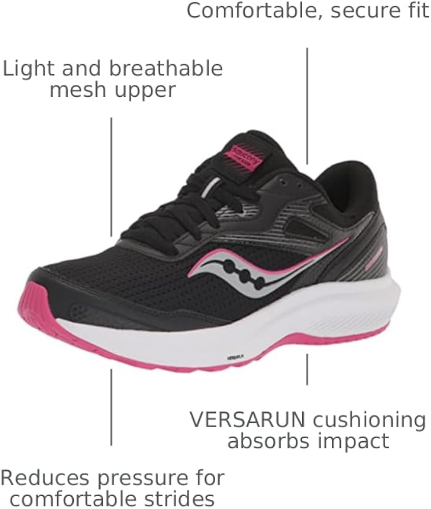 Amazon.com | Saucony Women's Cohesion 16 Sneaker, Black/Fuchsia, 5