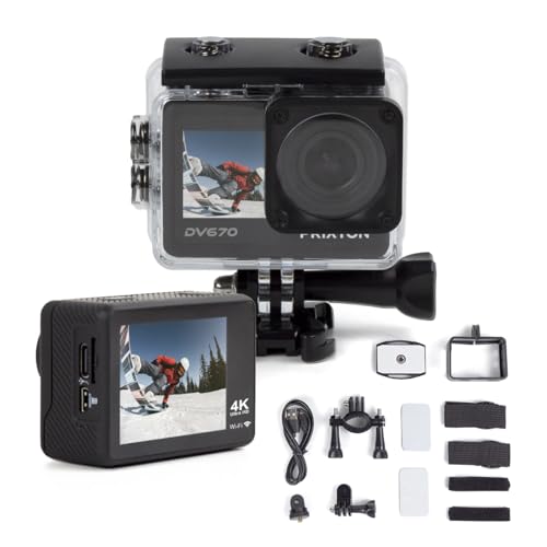 PRIXTON Cámara Deportiva Multisport DV670, Resolución 4K, Doble Pantalla, WiFi y App móvil, Estabilizador óptico