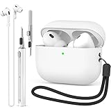 BEAUDOM Silikon Airpods Pro 2 Hülle Case für Airpods Pro 2 [Front-LED Sichtbar] [Kabelloses Laden] mit Airpods Reinigungsstift und AirPods Halteband für Airpods Pro 2. Generation (Weiß)