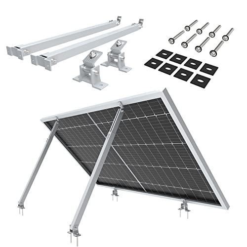 NuaSol Kit de montage pour centrale électrique de balcon,2 supports de panneau solaire,support 30°-60°,réglable individuellement,avec vis et écrous,support de panneau solaire en aluminium, argenté