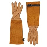 FELCO Rose-Handschuhe Modell 705 – kleine Premium-Lederhandschuhe, durchstichfeste Lederhandschuhe, Wildleder, Gantlet-Schnitt, Rosenschnitt, Schneiden, Schneiden, Gartenarbeiter, Floristen, Gärtner,