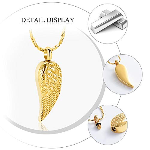 Imrsanl Angel Wing Cremation Jewelry Urn Necklace for Ashes for Women Men Stainless Steel Urn Pendant Ashes Holder Memorial Jewelry4
