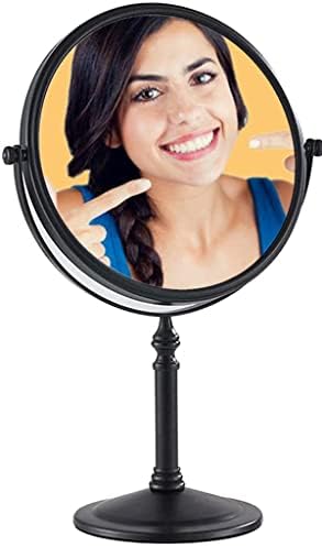 Gecious Black Makeup Mirror Desk Tall Standing Round 8 Inches Dual-Sided Magnifier Cosmetic1X/10X Magnifying Tabletop Vanity Mirror- Oil Rubbed Bronze