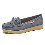 TRULAND Women Leather Moccasins Loafers Slip On Comfortable Driving Casual Flats Shoes (10 D(M) US,G