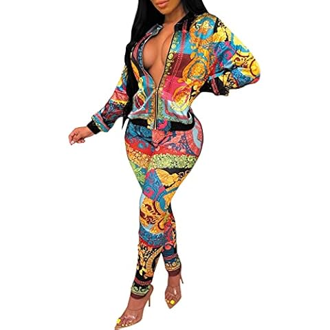 YouSexy 2 Piece Legging Pant Sets for Women Floral Print Long Sleeve Tracksuits Outfits, Multicolor-zz, XXL Cover