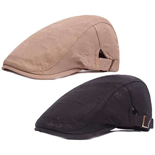 Qunson Flat Newsboy Cap Ivy Gatsby Cabbie Hats For Men Adjustable Lightweight Driving Hunting Hat #TOP27