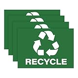 Mabor 4Pcs Recycle Stickers for Trash Can/Bins, 10 x 7 Inches Green Recycling Stickers Sign for Sorting, Waterproof Self Adhesive Vinyl Recycle Labels for Indoor Outdoor Use