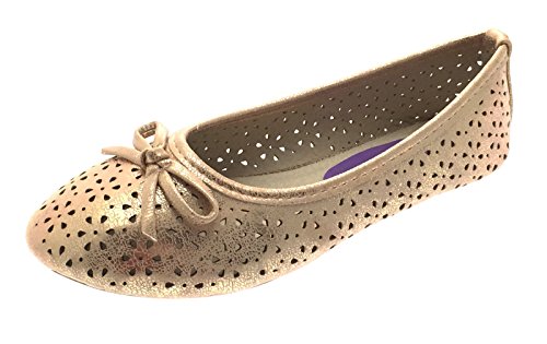 Lora Dora Girls Metallic Cut Out Ballet Pumps Rose Gold 12