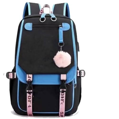 Stitch Women Girls Shoulder bag Student Backpack USB School Bookbag Travel Backpacks for Boys Teenagers Casual Rucksack 45 * 30 * 19cm, Blue, One Size