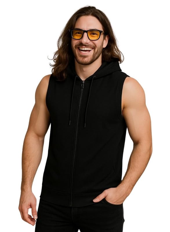 GRIFFON VINCERO Men’s Sleeveless Zip-Up Hoodie | Premium Cotton | Athletic Streetwear GRIFFON VINCERO Men’s Sleeveless Zip-Up Hoodie | Premium Cotton | Athletic Streetwear