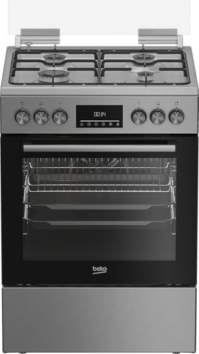 Beko FBM62320XDSL Freistehender Herd, Multifunktionsofen mit Gaskochfeld, 72 l Garraum-Volumen, 4 Kochzonen, 8 Heizarten, Seitengitter, Multifunktionsdisplay, Edelstahl Beko FBM62320XDSL Freistehender Herd, Multifunktionsofen mit Gaskochfeld, 72 l Garraum-Volumen, 4 Kochzonen, 8 Heizarten, Seitengitter, Multifunktionsdisplay, Edelstahl