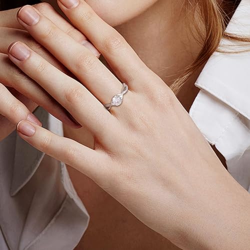 JeweBella 925 Sterling Silber Ringe für Damen Verstellbarer Verlobungsring Eheringe Glänzend Cubic Zirkonia Ring Fingerring Trauringe Engagement Promise Ring für Frauen Paar Ring Schmuck