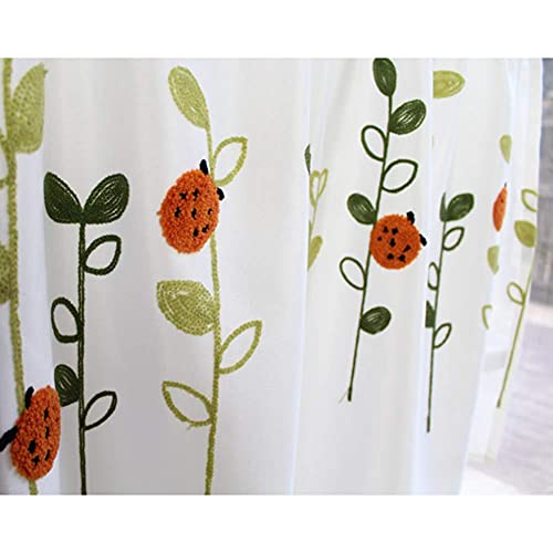 Cortinas de media cocina bordadas a mano con lino y algodón natural para ventanas cortas 5