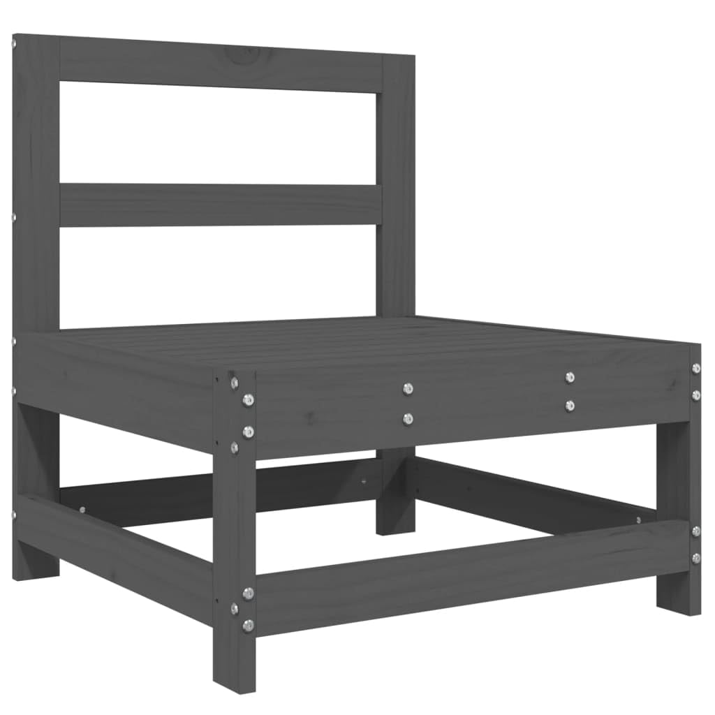 Salon de Jardin 4 pièces Bois Massif de pin Gris canapé Angle modulable avec Fauteuil Pouf accoudoir Dossier pour terrasse extérieur Balcon Jardin Patio détente