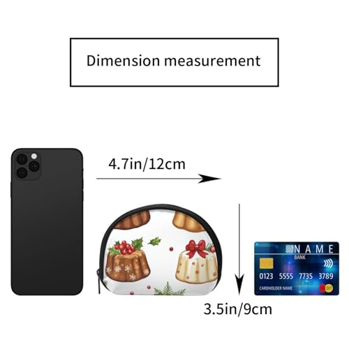 Portable Coin Purse Christmas-Cakes-Pattern Mini Zippered Money Pouch Card Holder2